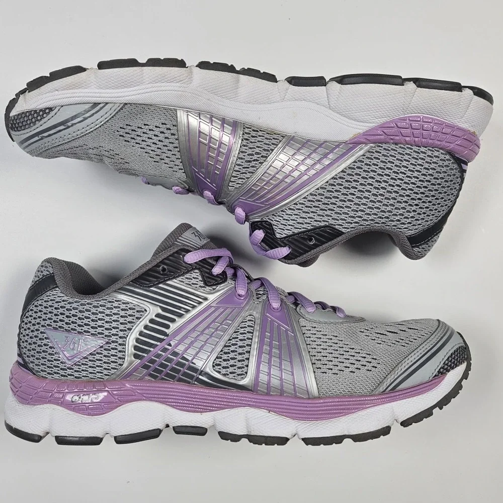 361 Degrees Womens Shield Shoes Sneakers Sz 9 Gray‎ Purple Running Athletic